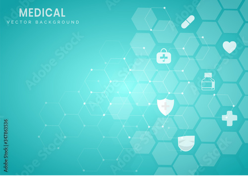 Abstract light blue hexagon pattern background.Medical and science concept and health care icon pattern.