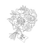 Thank You card with bouquet of peony flowers