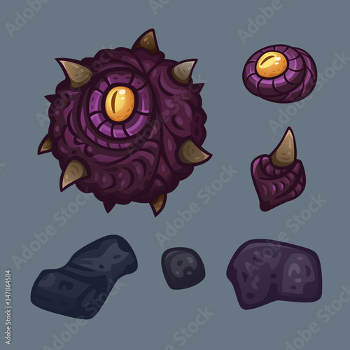 Space monster objects set. Vector illustration