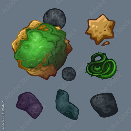 Space objects set. Vector illustration