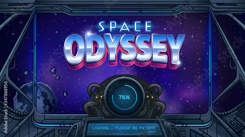 Space odyssey loading screen for slot game. Vector illustration