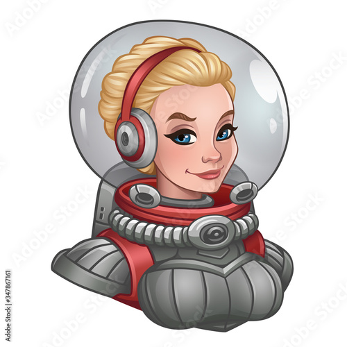 Girl astronaut for space slot game. Vector illustration