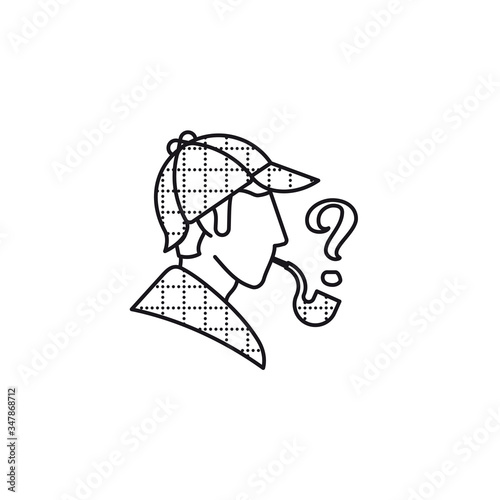 Sherlock Holmes head vector line icon