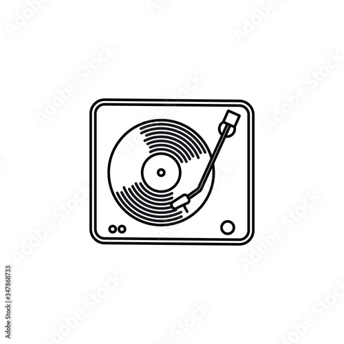 Vintage turntable vector line icon