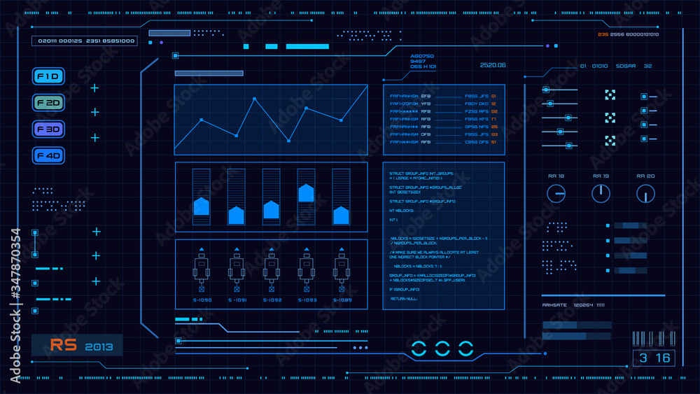 Futuristic hud control center, User interface. Futuristic hud control center, User interface.