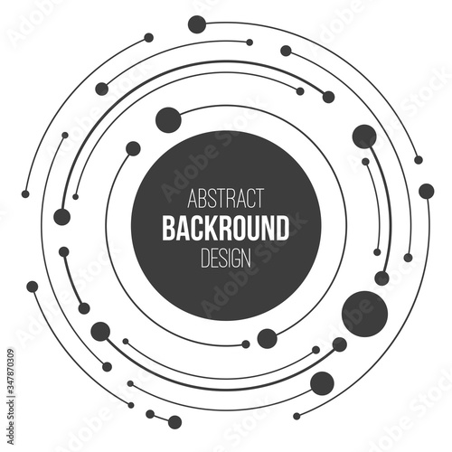 Abstract background of circles, dots, rounded lines. Cover, card, flyer, poster, brochure design. Creative design elements. Vector monochrome illustration.