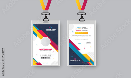 Abstract Simple Gradient Color Id Card Design, Professional Identity Card Vector Template 
