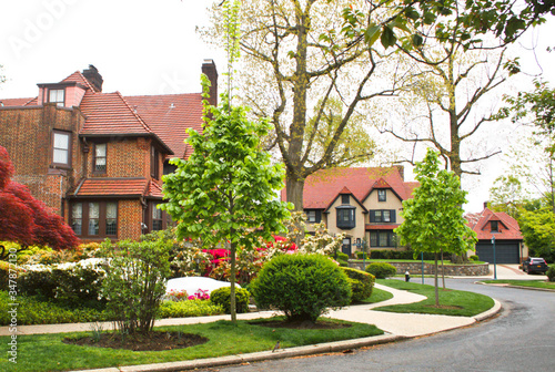 Canvas Print Forest Hills Homes Queens New York Suburbs Neighborhood Tudor Style Houses