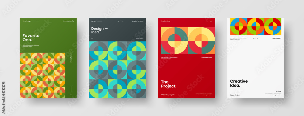 Company identity brochure template collection. Business presentation vector A4 vertical orientation front page mock up set. Corporate report cover abstract geometric illustration design layout bundle. Company identity brochure template collection. Business presentation vector A4 vertical orientation front page mock up set. Corporate report cover abstract geometric illustration design layout bundle.