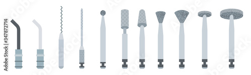 Dental grinding tools vector icon flat isolated