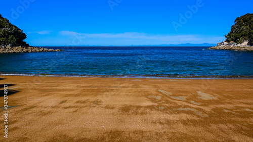 Te Pukatea Bay view from the beach, Abel Tasman Coast Track, Abel Tasman N.P, Tasman, South Island, New Zealand photo