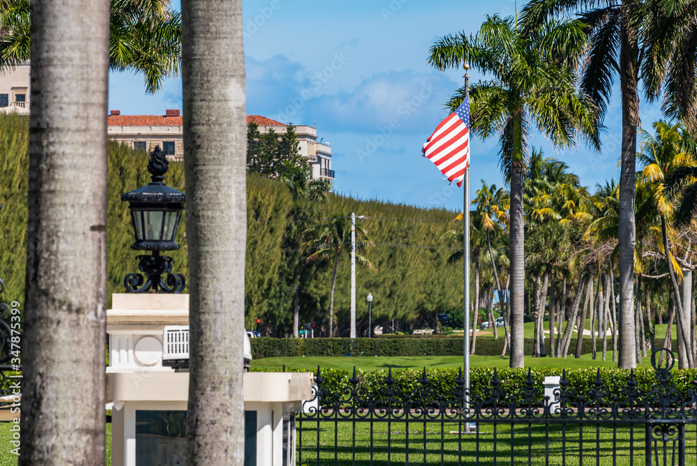 American flag in a museum garden in Florida American flag in a museum garden in Florida