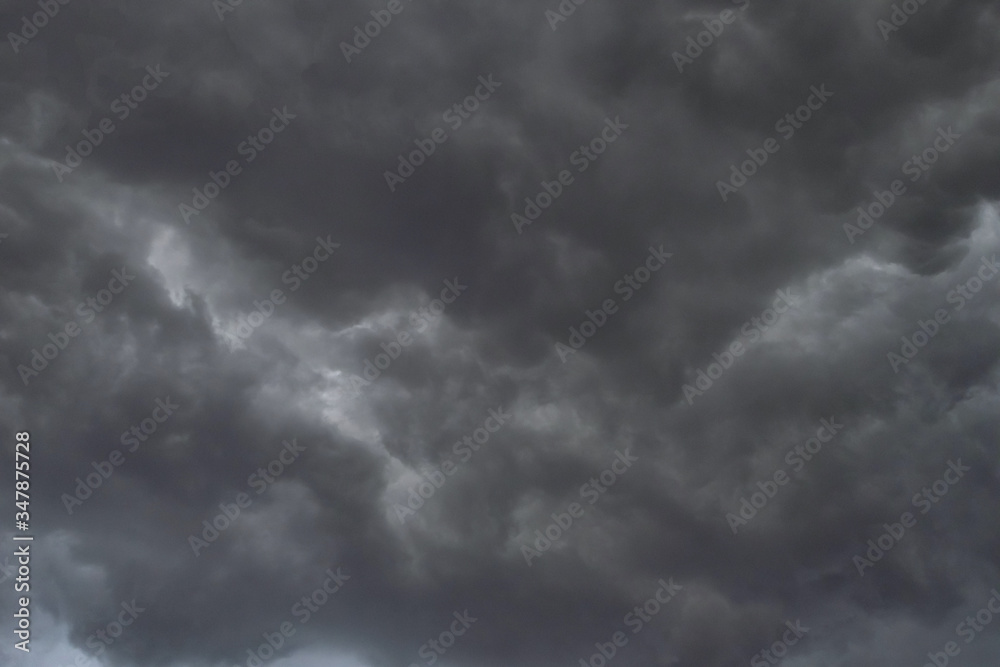 Dark storm clouds before rain used for climate background. Clouds become dark gray before raining.