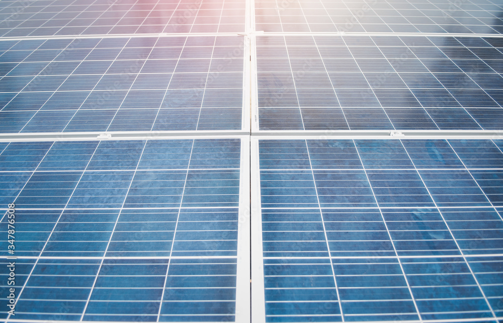 Solar cell in solar farm with sunlighting reflect, Alternative energy and sustainable energy, photovoltaic, Pure energy Concept. Solar cell in solar farm with sunlighting reflect, Alternative energy and sustainable energy, photovoltaic, Pure energy Concept.