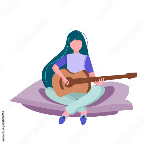 Coronavirus Quarantine, people work at home, live, play and listen to music.