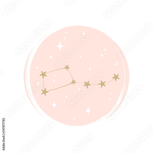 Cute constellation icon logo vector illustration on circle with brush texture for social media story highlight