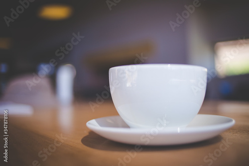 Close up image of a cappuccino in a restaurant
