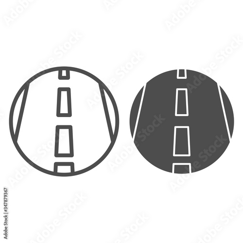 Motorway line and solid icon, transportation symbol, Highway road vector sign on white background, freeway icon in outline style for mobile concept and web design. Vector graphics.
