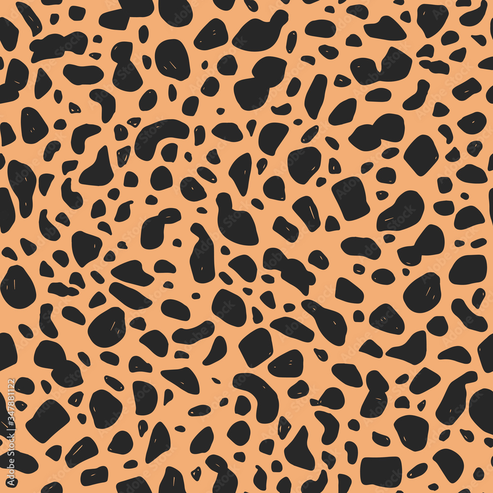 Cheetah vector hand-drawn seamless pattern. Animal print background Cheetah vector hand-drawn seamless pattern. Animal print background