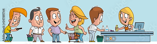 Supermarket queue in the checkout