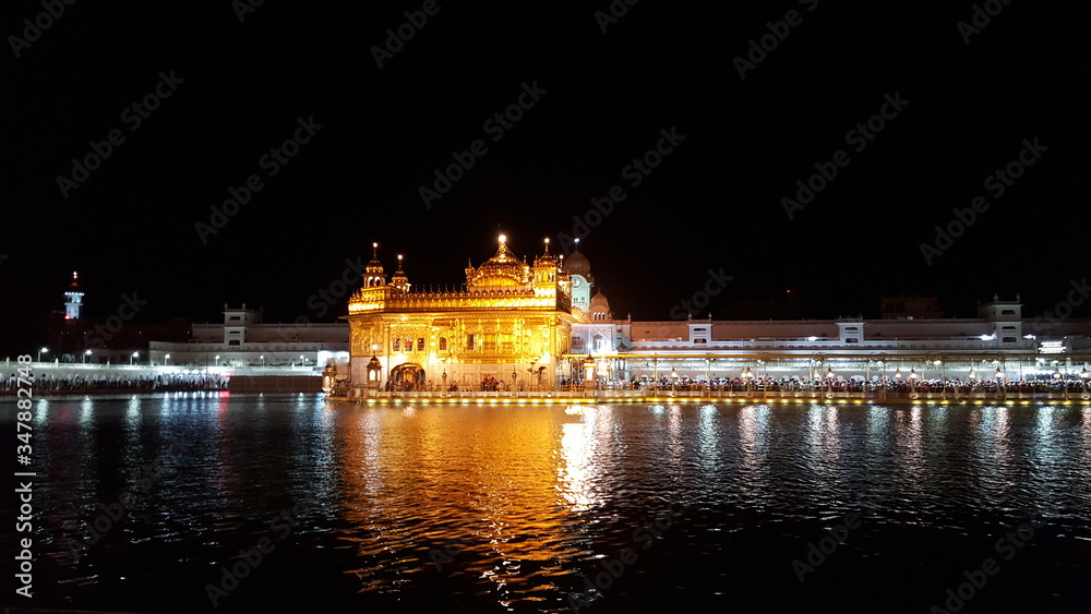 night view of the golden temple Amritsar