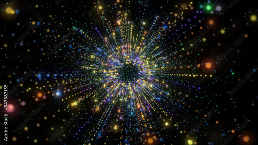 Fototapeta premium Abstract Line Elements Speed Of Light Concept Explosion Illustration. Starburst Dynamic Rays Sparkling With Deep Energy Texture Background.