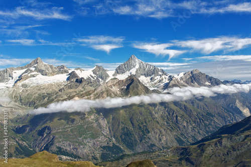 Beautiful Swiss Alps landscape with mountain view in summer, Zermatt, Switzerland 