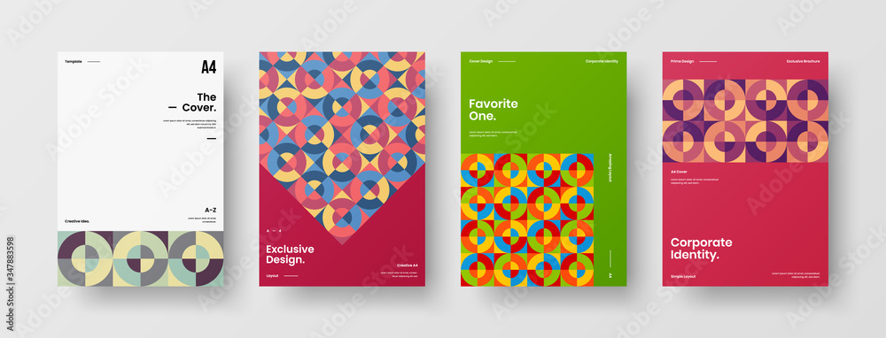 Company identity brochure template collection. Business presentation vector A4 vertical orientation front page mock up set. Corporate report cover abstract geometric illustration design layout bundle. Company identity brochure template collection. Business presentation vector A4 vertical orientation front page mock up set. Corporate report cover abstract geometric illustration design layout bundle.