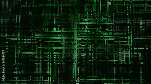 Futuristic matrix particles. Abstract technology background. Big data digital code. 3d