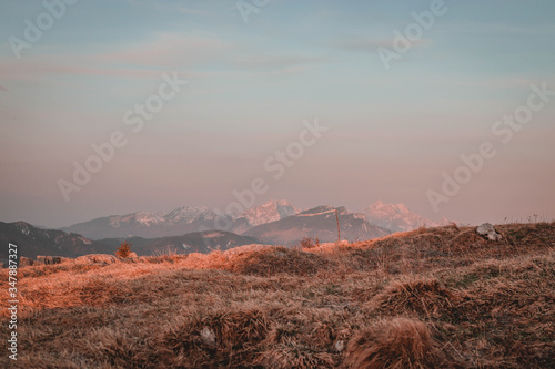 Sunrise in the mountains, Slovenian Alps, Europe