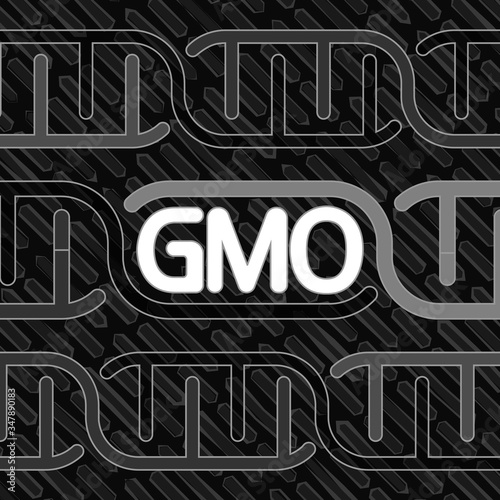 Genetically modified organism.
Illustrative-graphic poster,monochrome, with text information, vector.