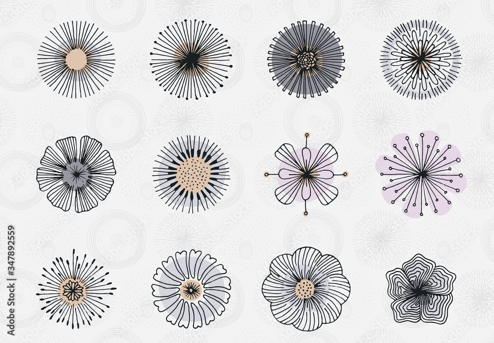 Abstract Flowers and Patterns Art Kit Stock Template | Adobe Stock