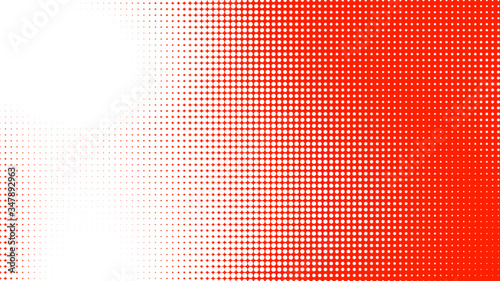 Dots halftone red white color pattern gradient texture with technology digital background. Dots pop art comics style.