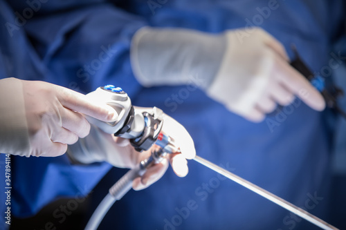Endoscopic surgical equipment in surgery room