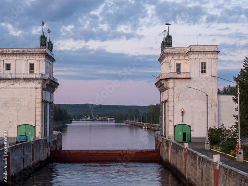 Waterworks on the river and river lock