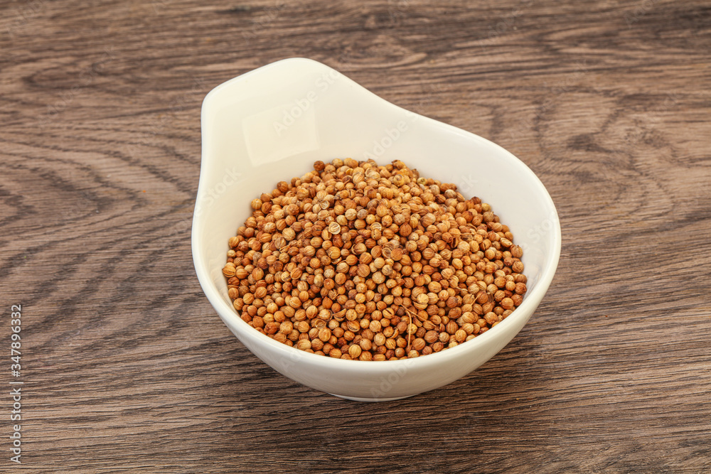 Coriander seeds in the bowl Coriander seeds in the bowl