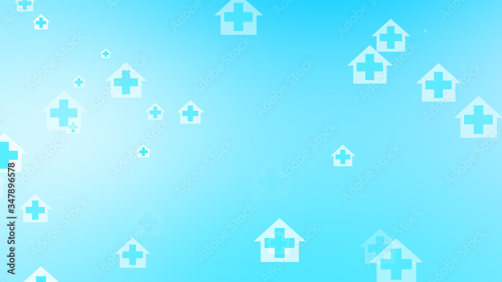 Fototapeta premium Medical health blue cross on home pattern background. Abstract banners with prevent virus infection and healthcare stay home concept.