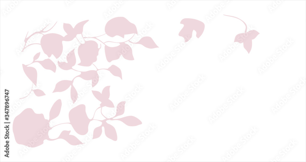 Silhouette of pink flowers on white background. Place for text. Banner template. Silhouette of pink flowers on white background. Place for text. Banner template.
