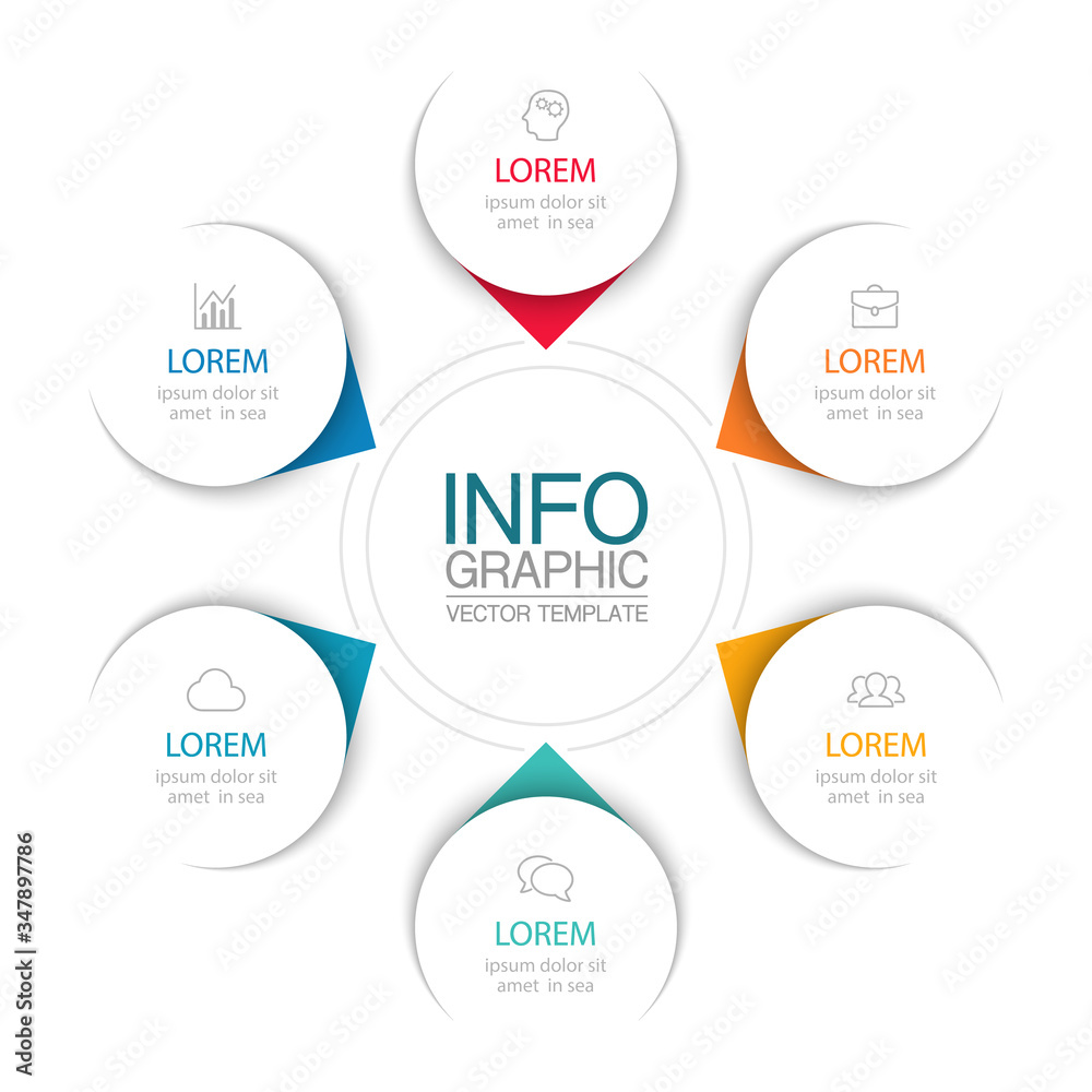 Vector iInfographic template for business, presentations, web design, 6 options. Vector iInfographic template for business, presentations, web design, 6 options.