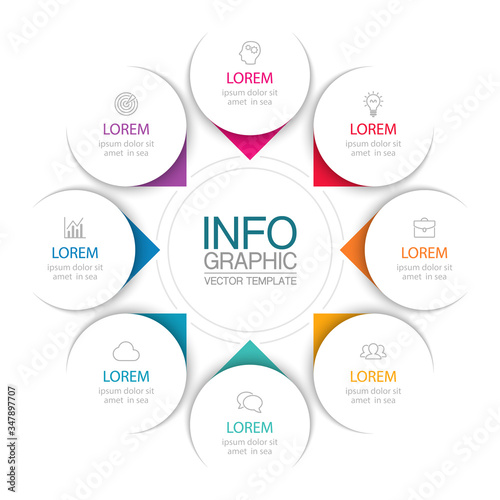Vector iInfographic template for business, presentations, web design, 8 options.
