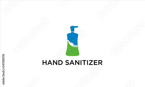 combination of hand and sanitizer logo design