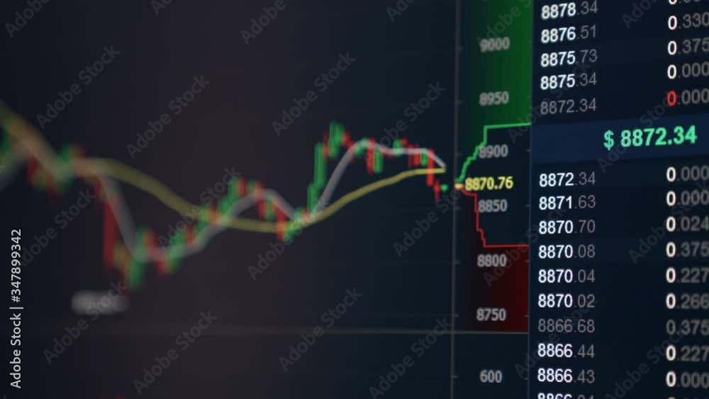 Graph of crypto currency online. Quotes of ethereum and bitcoin at stock exchange. Stock exchange market chart. 