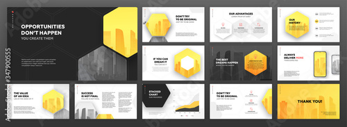 Modern powerpoint presentation templates set. Use for modern keynote presentation background, brochure design, website slider, landing page, annual report, company profile, portfolio.
