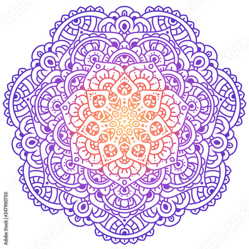 Vector round abstract circle. Mandala style. Decorative element, colored circular design element.