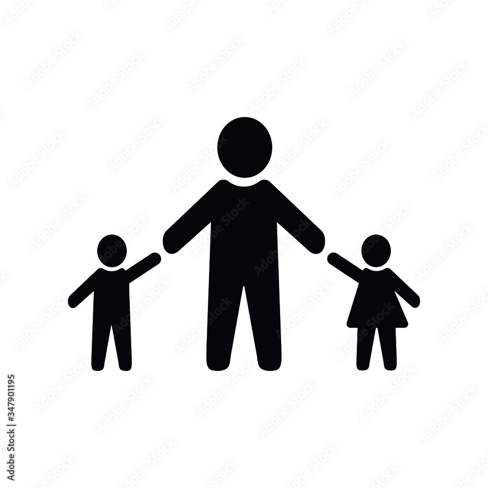 Father with children graphic icon. Simple black family icon. Father with children graphic icon. Simple black family icon.