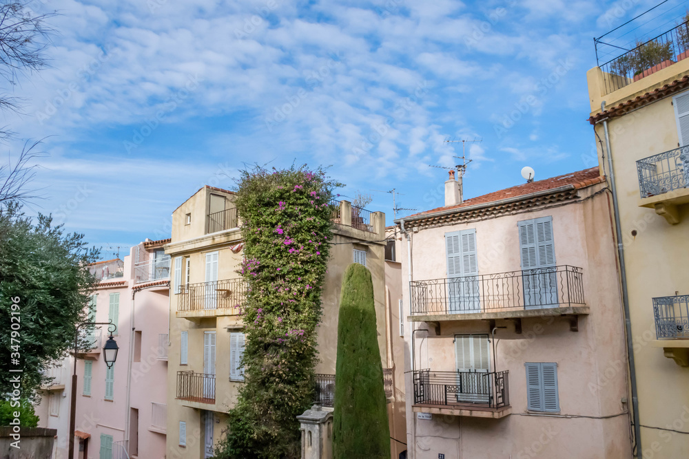 Facades of buildings in the South France (Cannes)