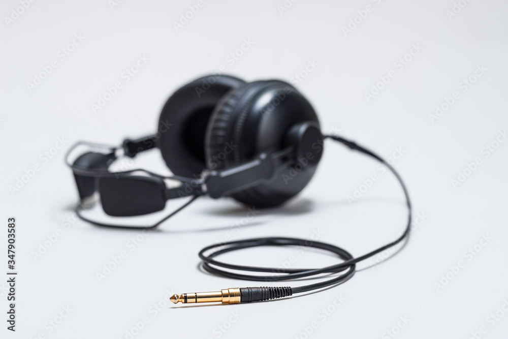 hi-fi headphones on white background 