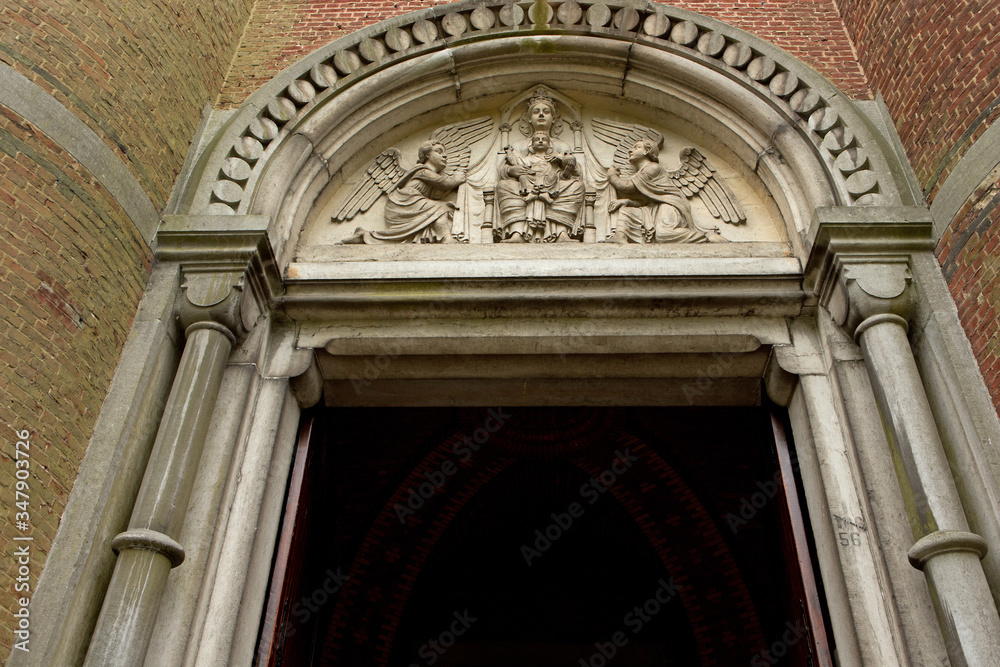 Entrance of church Merksplas Colony. Wortel Colony. Belgium.