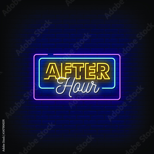 After Hours Neon Signs Style Text Vector