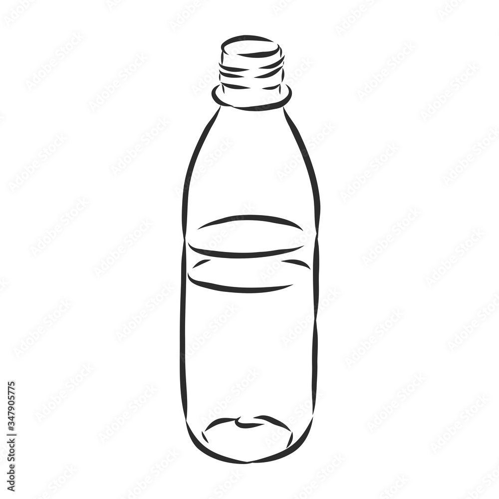 Vector Single Sketch Plastic Bottle of Water. plastic bottle, container, vector sketch illustration Vector Single Sketch Plastic Bottle of Water. plastic bottle, container, vector sketch illustration